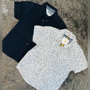 Denim & Flower Cotton Button Down Set Size 4-5
